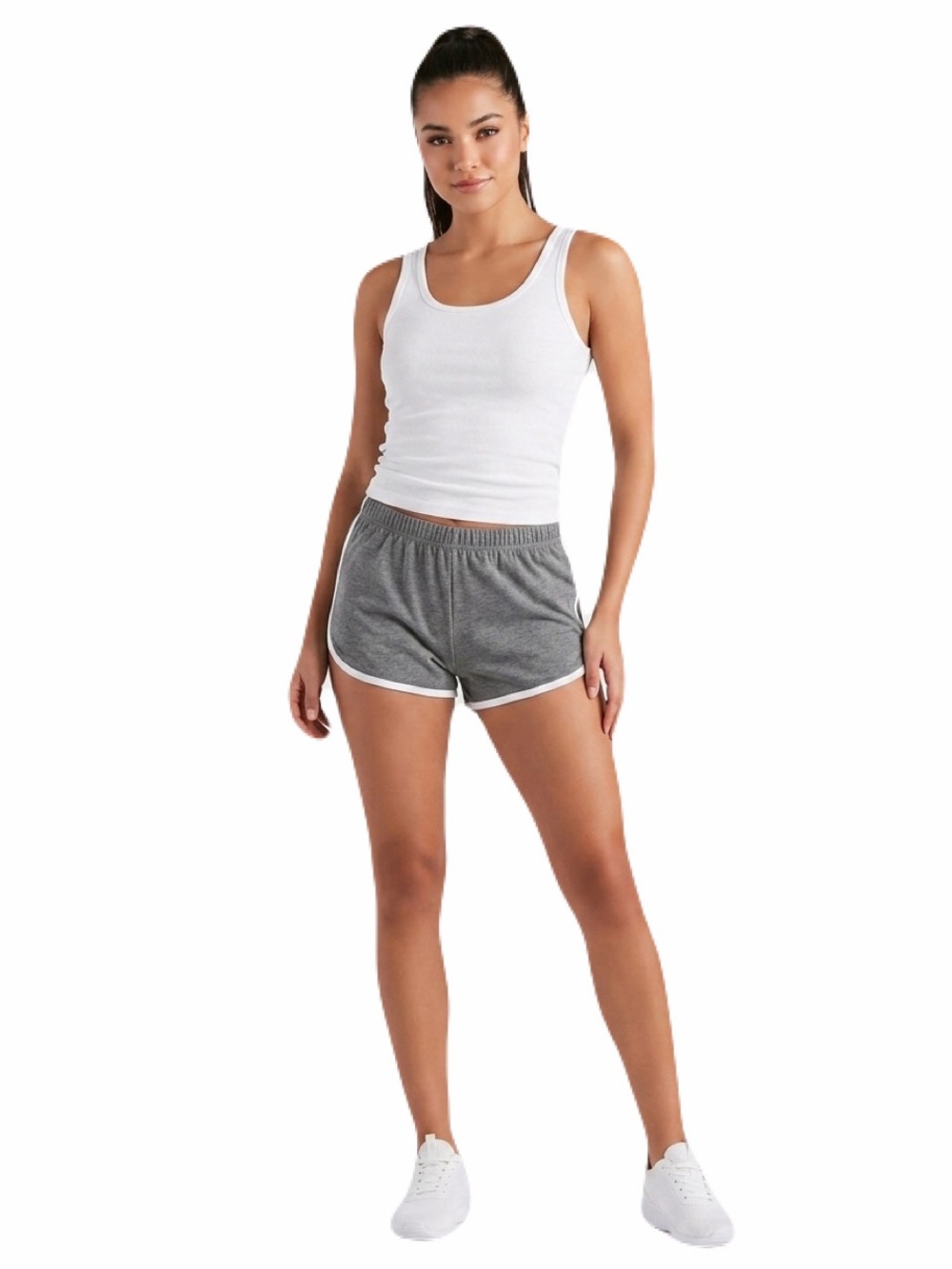 New Woman’s Sports Fitness Gray Elastic Comfy Athletic Shorts